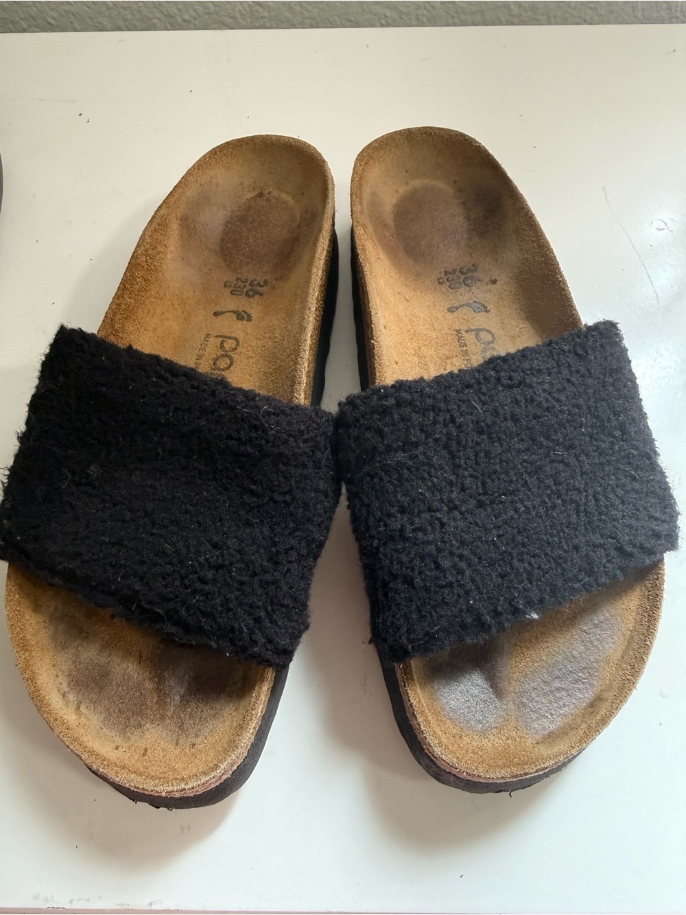 Birkenstock Papillio Cora Women size 5 Black Fleece Slide Sandals